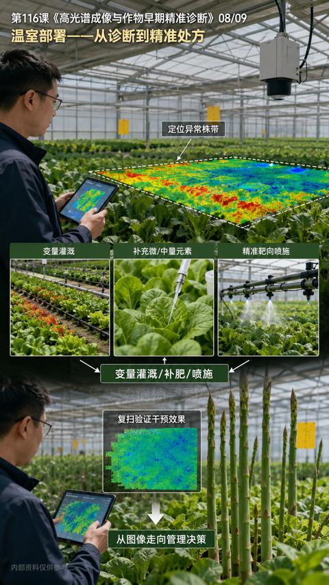 温室部署一一从诊断到精准处方（第116课《高光谱成像与作物早期精准诊断》08/09）｜华昇金玛植保系统课技术图