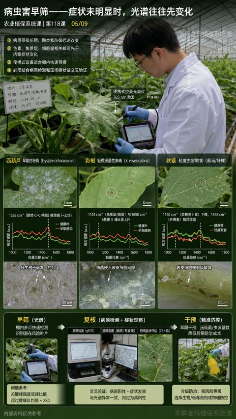 病虫害早筛——症状未明显时，光谱往往先变化（必须结合病原检测和田间症状做交叉验证）｜华昇金玛植保系统课技术图