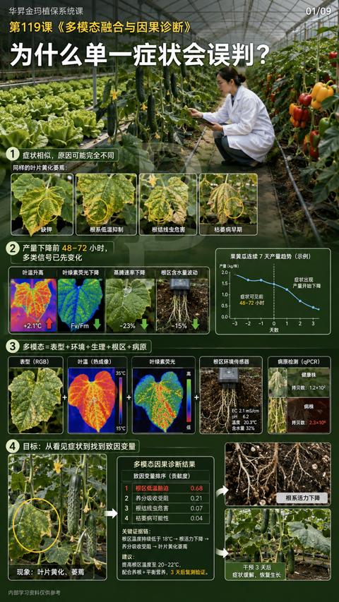 为什么单一症状会误判（第119课《多模态融合与因果诊断）｜华昇金玛植保系统课技术图
