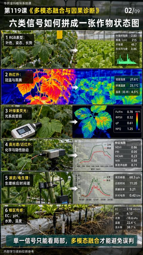 六类信号如何拼成一张作物状态图（单一信号只能看局部，多模态融合才能避免误判）｜华昇金玛植保系统课技术图