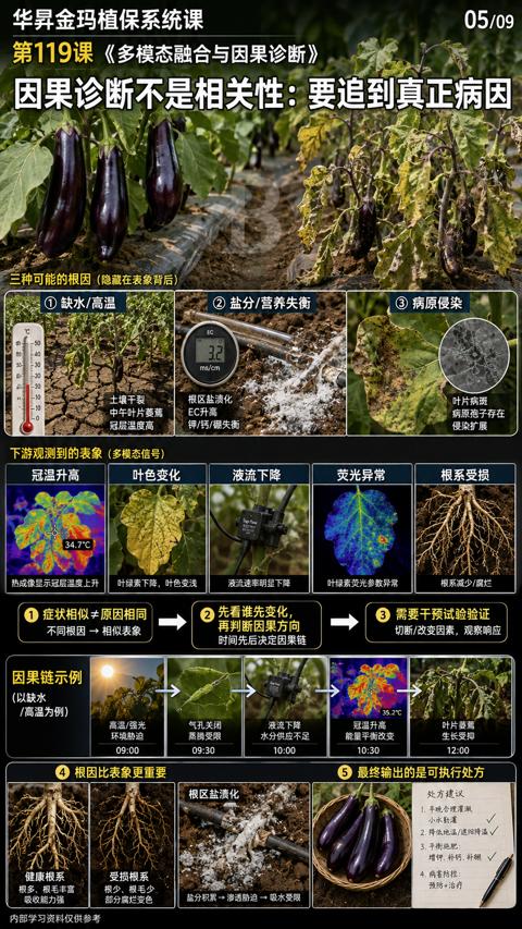 因果诊断不是相关性：要追到真正病因（第119课《多模态融合与因果诊断）｜华昇金玛植保系统课技术图