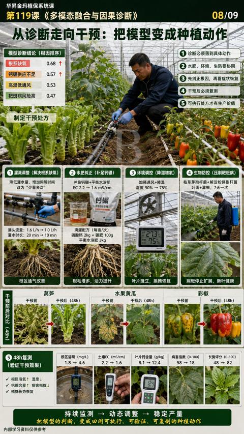 从诊断走向干预：把模型变成种植动作（把模型的判断，变成田间可执行、可验证、可复制的种植动作）｜华昇金玛植保系统课技术图