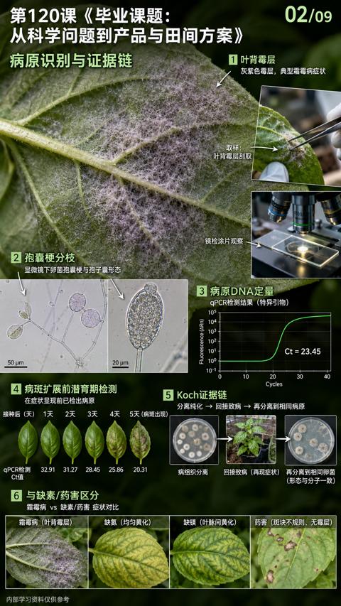 第120课《毕业课题（显微镜下卵菌孢囊梗与孢子囊形态）｜华昇金玛植保系统课技术图