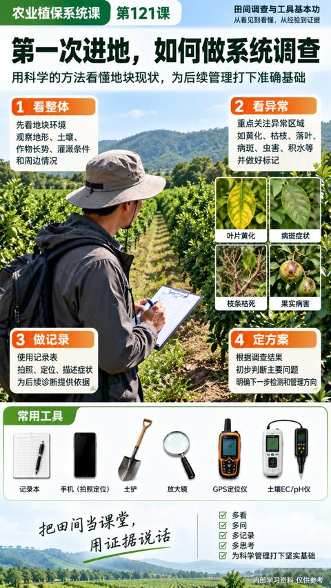 第一次进地，如何做系统调查（用科学的方法看懂地块现状，为后续管理打下准确基础）｜华昇金玛植保系统课技术图
