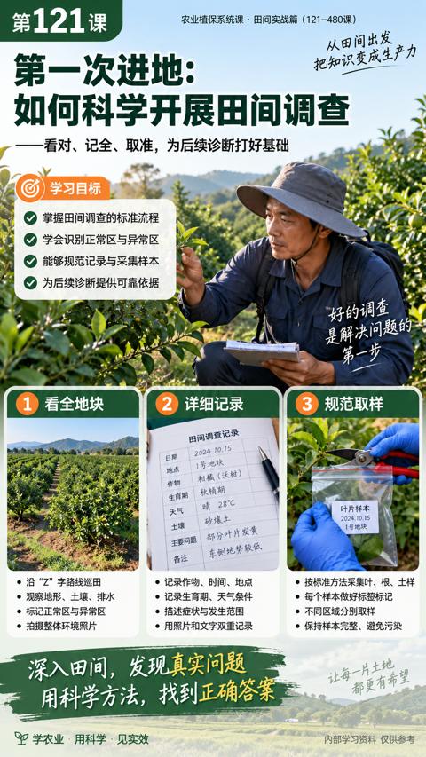 第一次进地（看对、记全、取准，为后续诊断打好基础）｜华昇金玛植保系统课技术图