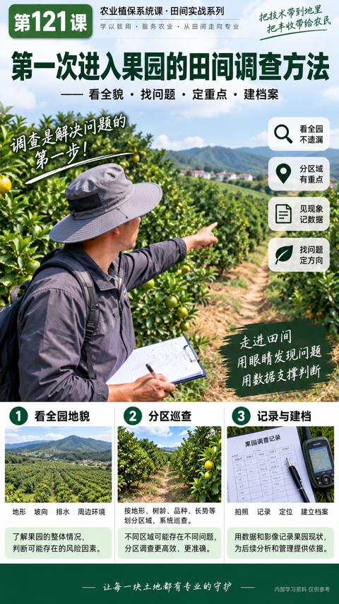 调查是解决问题的（第一次进入果园的田间调查方法）｜华昇金玛植保系统课技术图
