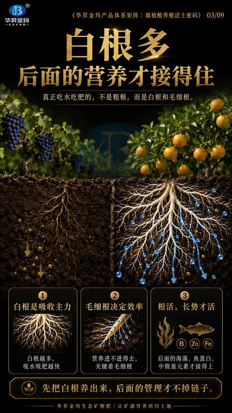 白根多（真正吃水吃肥的，不是粗根，而是白根和毛细根）｜华昇金玛植保系统课技术图