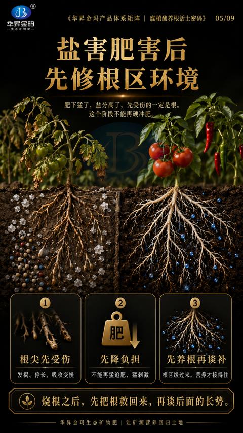 先修根区环境（烧根之后，先把根救回来，再谈后面的长势）｜华昇金玛植保系统课技术图