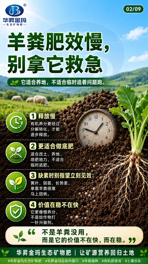 羊粪肥效慢（它适合养地，不适合临时追着问题跑）｜华昇金玛植保系统课技术图