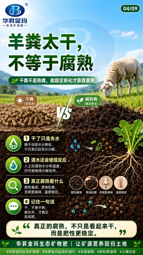 羊粪太干（干粪不是熟粪，能稳定转化才算真腐熟）｜华昇金玛植保系统课技术图