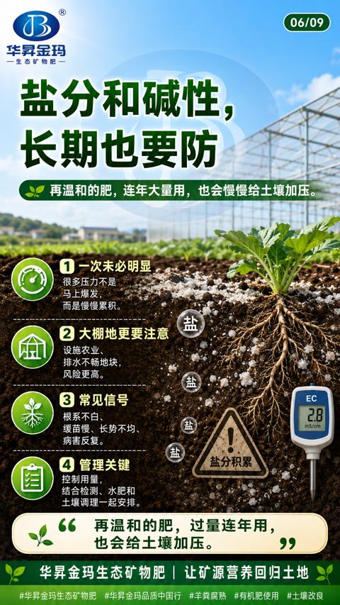 盐分和碱性（再温和的肥，连年大量用，也会慢慢给土壤加压）｜华昇金玛植保系统课技术图