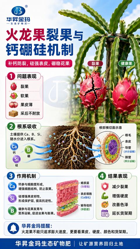 钙硼硅机制（火龙果不能只追求膨大速度，更要看果皮、硬度、颜色和货架期）｜华昇金玛植保系统课技术图