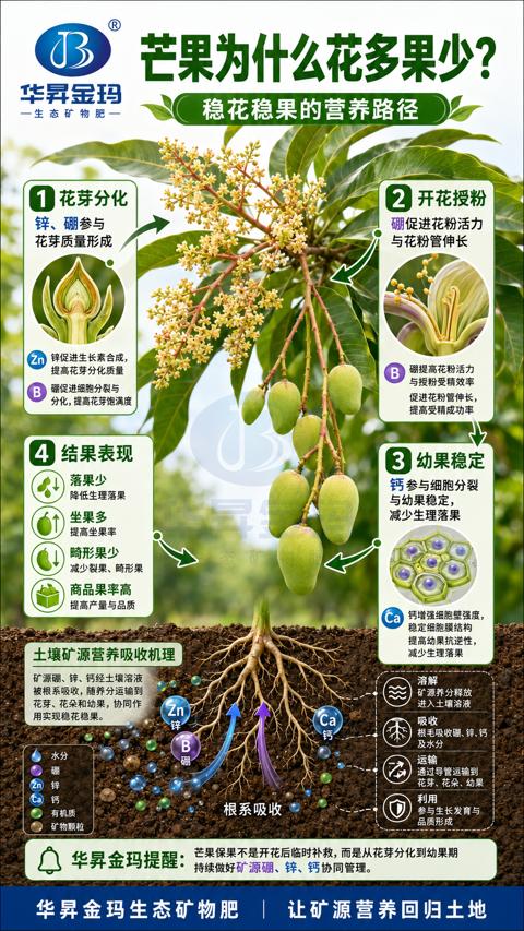 芒果为什么花多果少（芒果保果不是开花后临时补救，而是从花芽分化到幼果期）｜华昇金玛植保系统课技术图