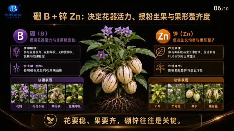 硼 B+锌 Zn：决定花器活力、授粉坐果与果形整齐度（参与花器发育、花粉萌发、花粉管伸长）｜华昇金玛植保系统课技术图