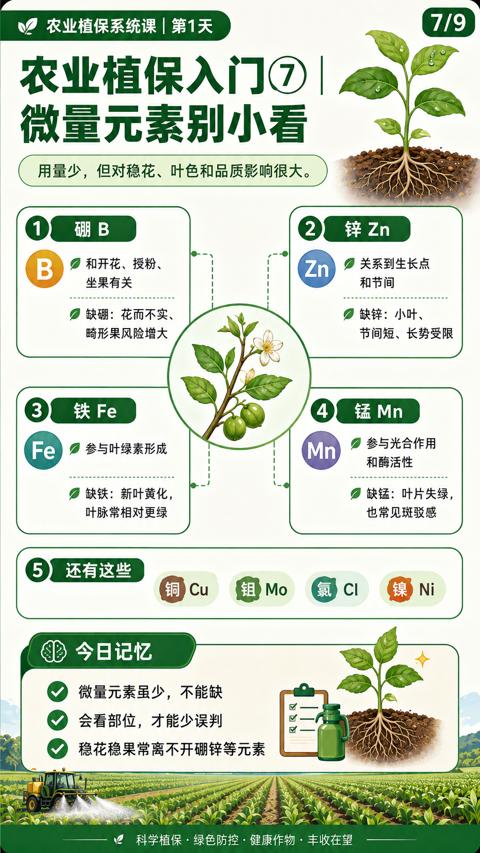 农业植保入门（用量少，但对稳花、叶色和品质影响很大）｜华昇金玛植保系统课技术图
