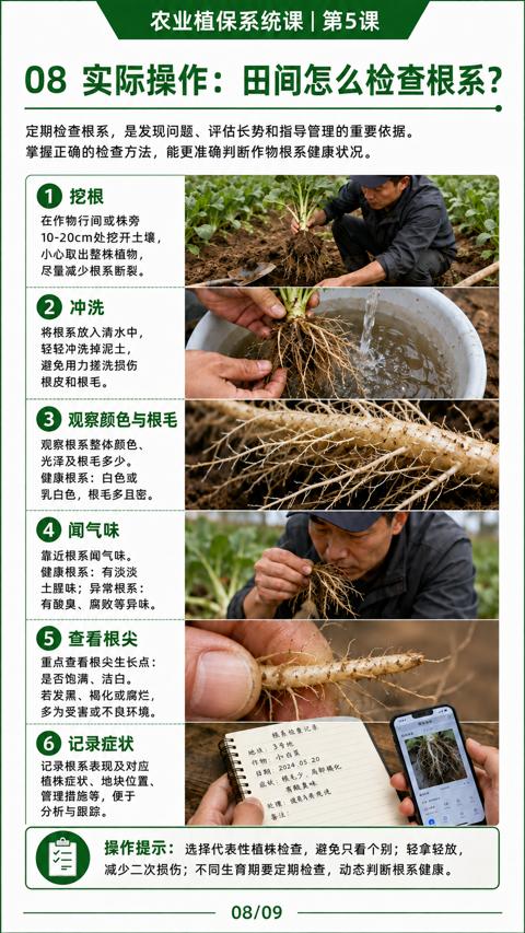 08 实际操作：田间怎么检查根系（定期检查根系，是发现问题、评估长势和指导管理的重要依据）｜华昇金玛植保系统课技术图