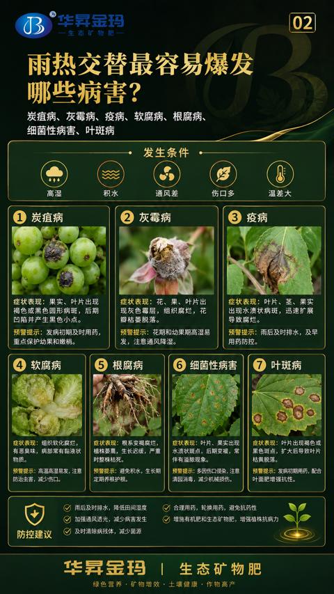 哪些病害（炭疽病、灰霉病、疫病、软腐病、根腐病）｜华昇金玛植保系统课技术图
