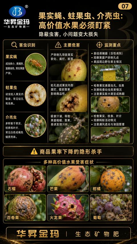 果实蝇、蛀果虫、介売虫（注意通风透光与清园管理）｜华昇金玛植保系统课技术图