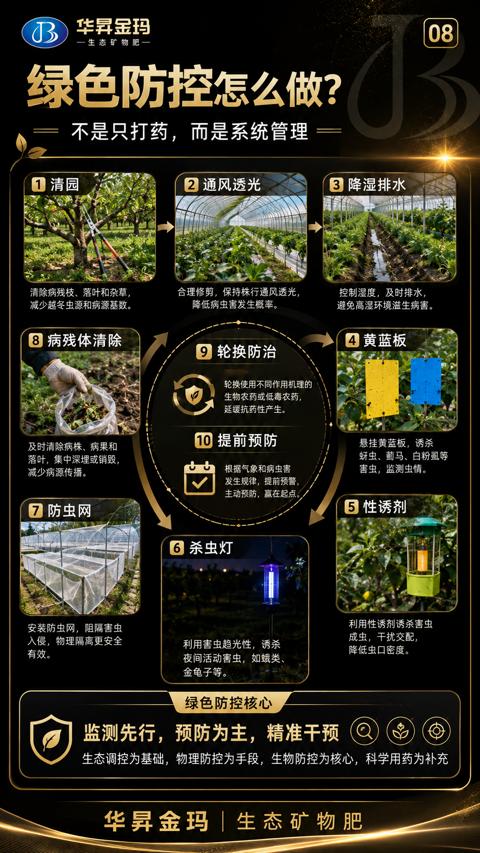 绿色防控怎么做（生态调控为基础，物理防控为手段，生物防控为核心，科学用药为补充）｜华昇金玛植保系统课技术图