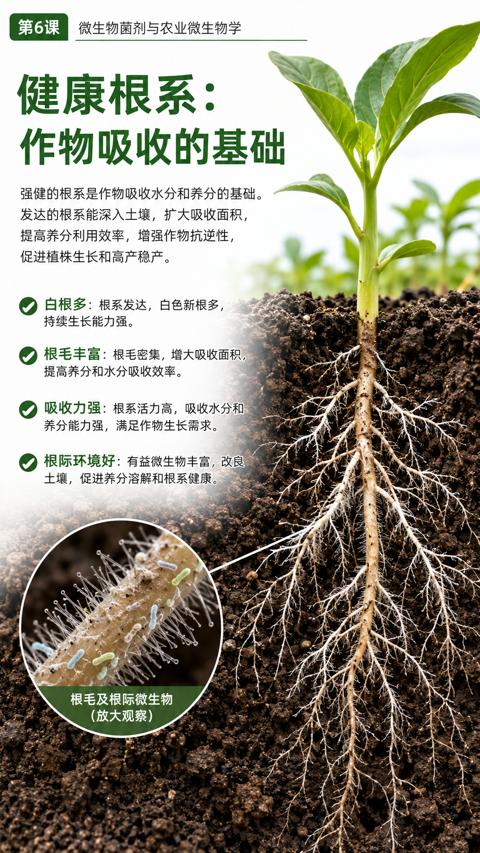 健康根系（强健的根系是作物吸收水分和养分的基础）｜华昇金玛植保系统课技术图