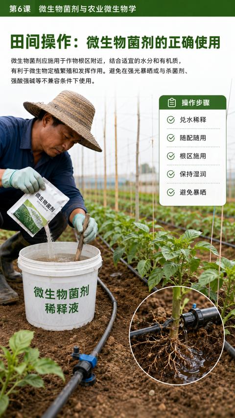微生物菌剂（有利于微生物定植繁殖和发挥作用。避免在强光暴晒或与杀菌剂）｜华昇金玛植保系统课技术图