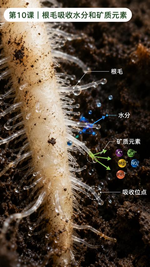 第10课 | 根毛吸收水分和矿质元素（吸收位点）｜华昇金玛植保系统课技术图