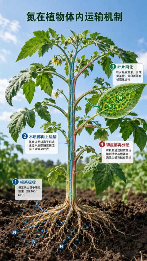 氮在植物体内运输机制｜华昇金玛植保系统课技术图