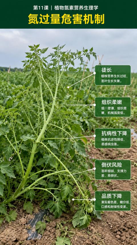 氮过量危害机制（果实着色差，糖分低）｜华昇金玛植保系统课技术图