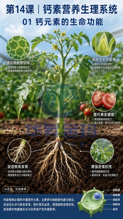 第14课 | 钙素营养生理系统（钙是植物必需的中量营养元素，主要参与细胞壁构建与稳定）｜华昇金玛植保系统课技术图