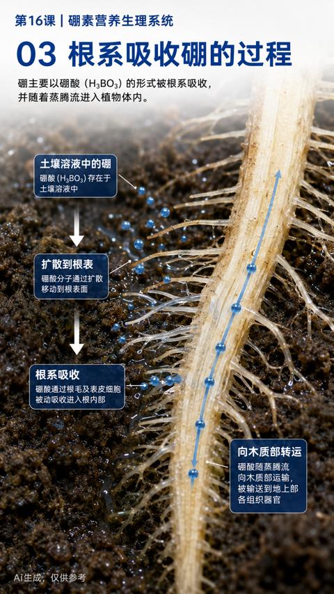 03 根系吸收硼的过程（第16课丨硼素营养生理系统）｜华昇金玛植保系统课技术图