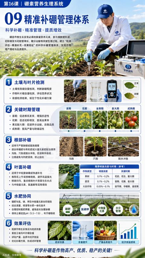 09精准补硼管理体系（花粉萌发与花粉管伸长、糖分运输等关键生理过程。建立“检测）｜华昇金玛植保系统课技术图
