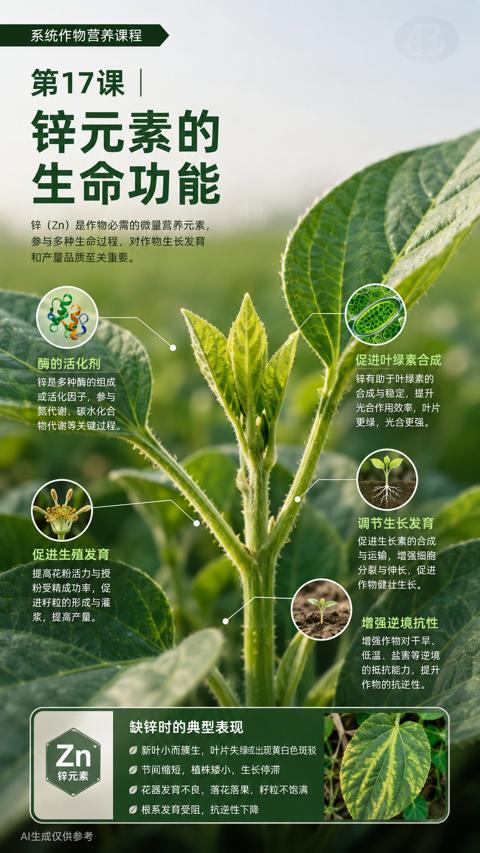 锌元素的（参与多种生命过程，对作物生长发育）｜华昇金玛植保系统课技术图