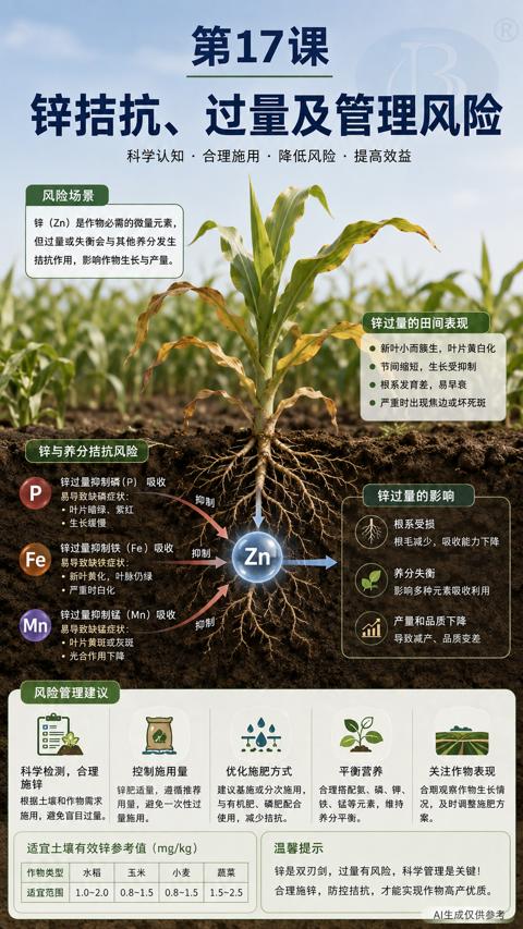锌拮抗、过量及管理风险（合理施锌，防控拮抗，才能实现作物高产优质）｜华昇金玛植保系统课技术图