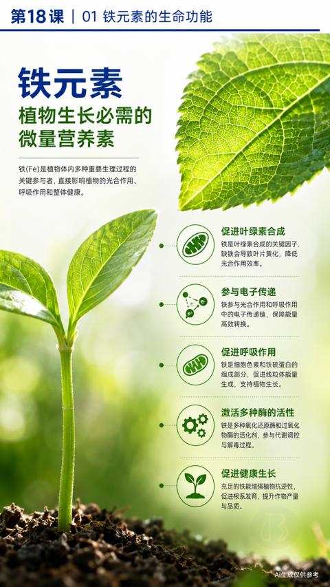 铁元素（铁（Fe）是植物体内多种重要生理过程的）｜华昇金玛植保系统课技术图
