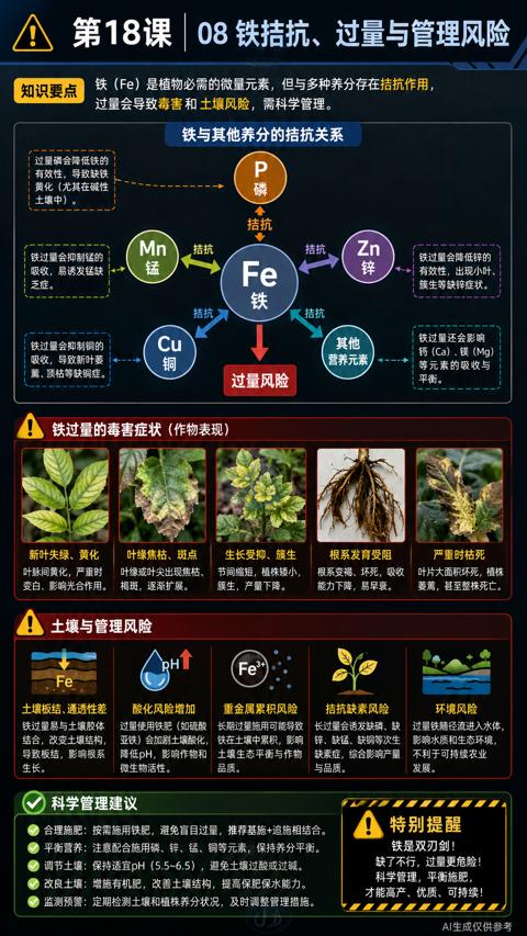 08 铁拮抗、过量与管理风险（合理施肥）｜华昇金玛植保系统课技术图