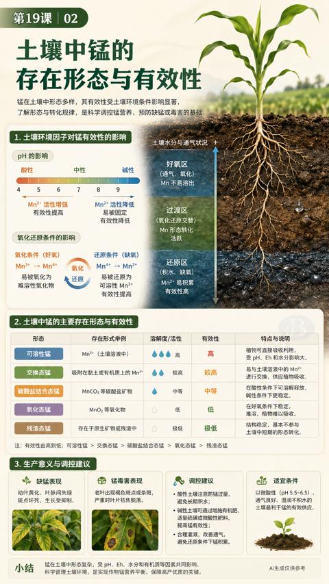 存在形态与有效性（了解形态与转化规律，是科学调控锰营养、预防缺锰或毒害的基础）｜华昇金玛植保系统课技术图