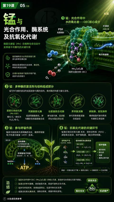 锰与（锰参与呼吸作用，保障能量供应，促进作物生长发育）｜华昇金玛植保系统课技术图