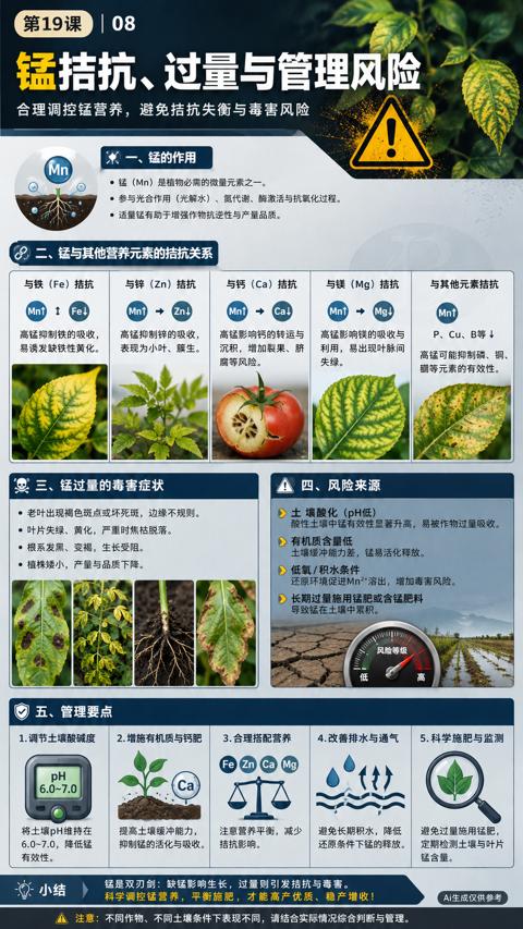 锰拮抗、过量与管理风险（科学调控锰营养，平衡施肥，才能高产优质、稳产增收）｜华昇金玛植保系统课技术图