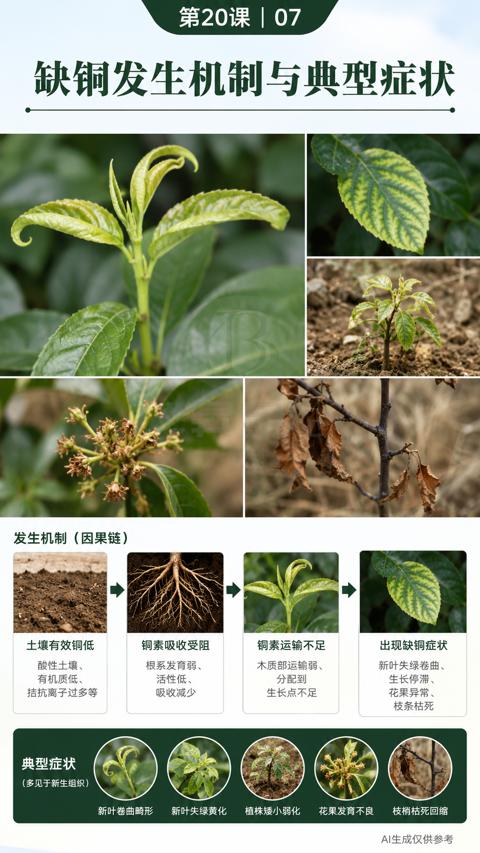 缺铜发生机制与典型症状｜华昇金玛植保系统课技术图