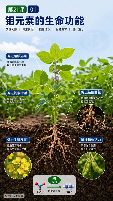 钼元素的生命功能（增加根瘤数量与活性）｜华昇金玛植保系统课技术图