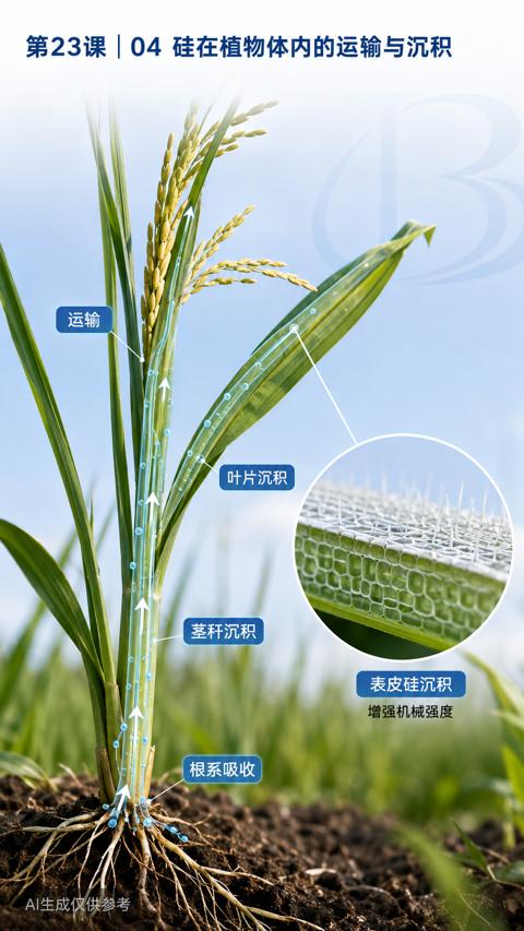第23课 |04 硅在植物体内的运输与沉积（增强机械强度）｜华昇金玛植保系统课技术图