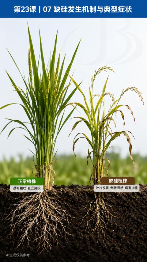 第23课 |07缺硅发生机制与典型症状（正常植株）｜华昇金玛植保系统课技术图