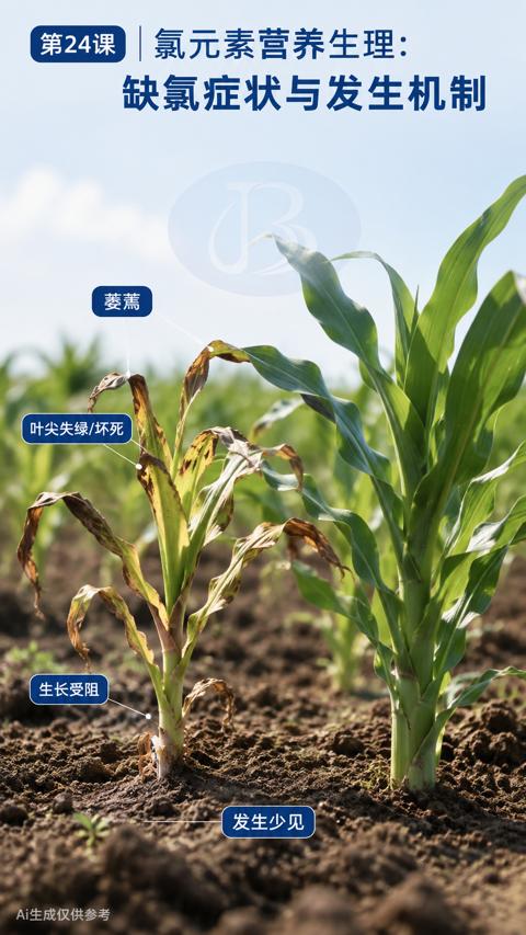 缺氯症状与发生机制｜华昇金玛植保系统课技术图