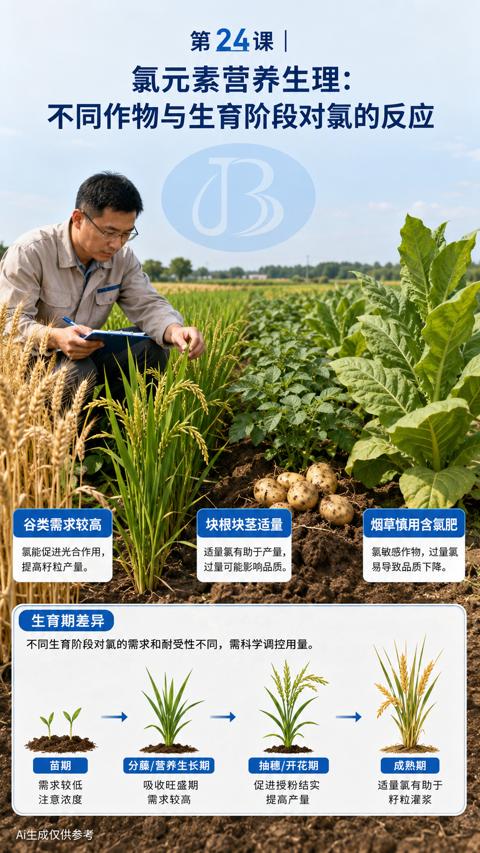 氯元素营养生理（不同生育阶段对氯的需求和耐受性不同，需科学调控用量）｜华昇金玛植保系统课技术图