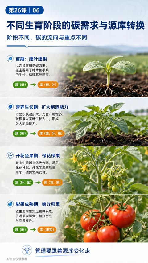 不同生育阶段的碳需求与源库转换｜华昇金玛植保系统课技术图