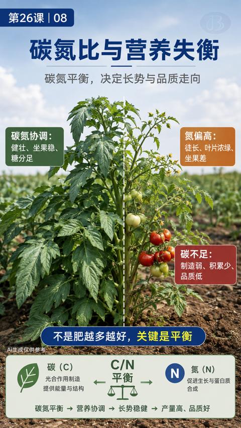 碳氮比与营养失衡（碳氮平衡，决定长势与品质走向）｜华昇金玛植保系统课技术图