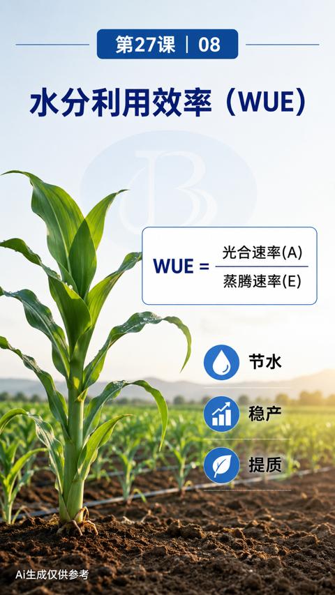 水分利用效率（WUE）（Ai生成仅供参考）｜华昇金玛植保系统课技术图