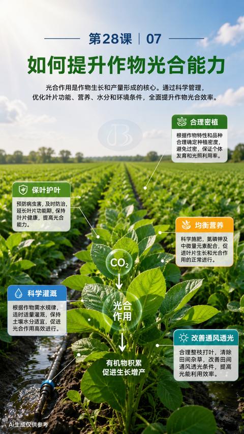 如何提升作物光合能力（优化叶片功能、营养、水分和环境条件，全面提升作物光合效率）｜华昇金玛植保系统课技术图