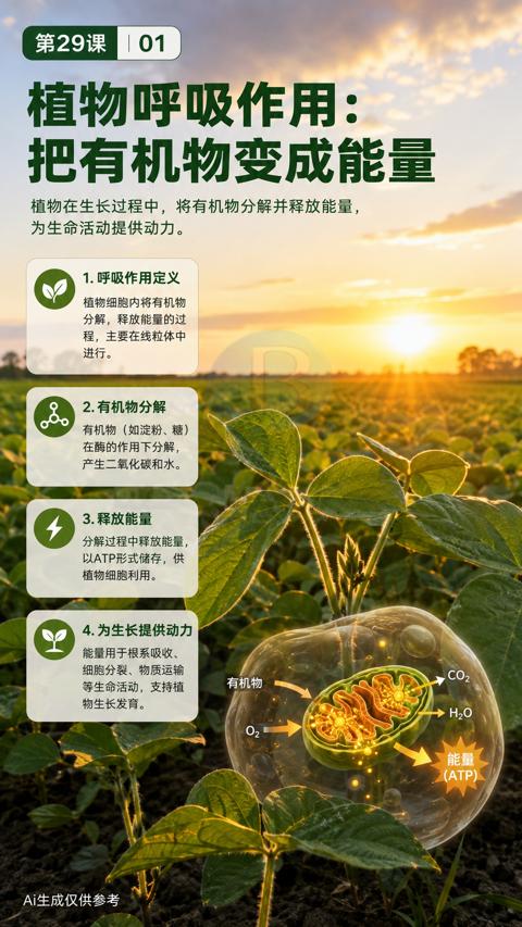 把有机物变成能量（植物在生长过程中，将有机物分解并释放能量）｜华昇金玛植保系统课技术图