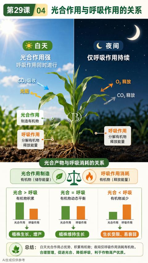 光合作用与呼吸作用的关系（总结）｜华昇金玛植保系统课技术图